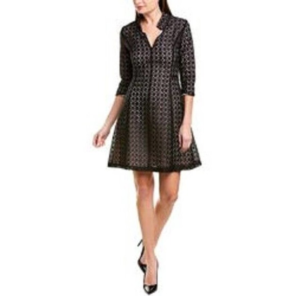 NEW MAX & MOI WOMEN'S SIZE 38 BLACK 3/4 SLEEVE COCTAIL DRESS - Picture 1 of 11